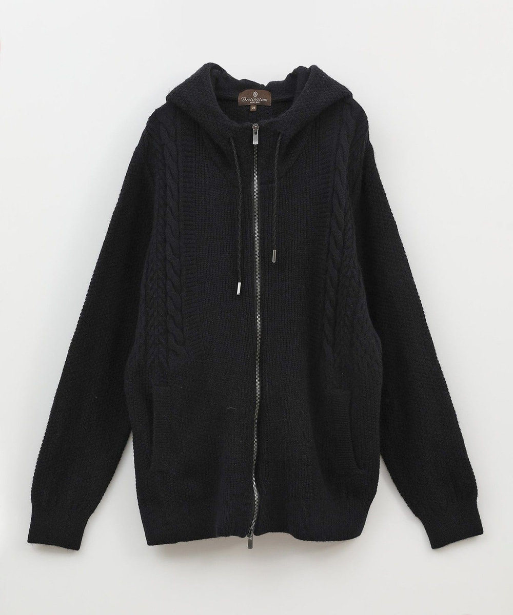MEN'S BIGI ケーブルニットパーカー ブラック