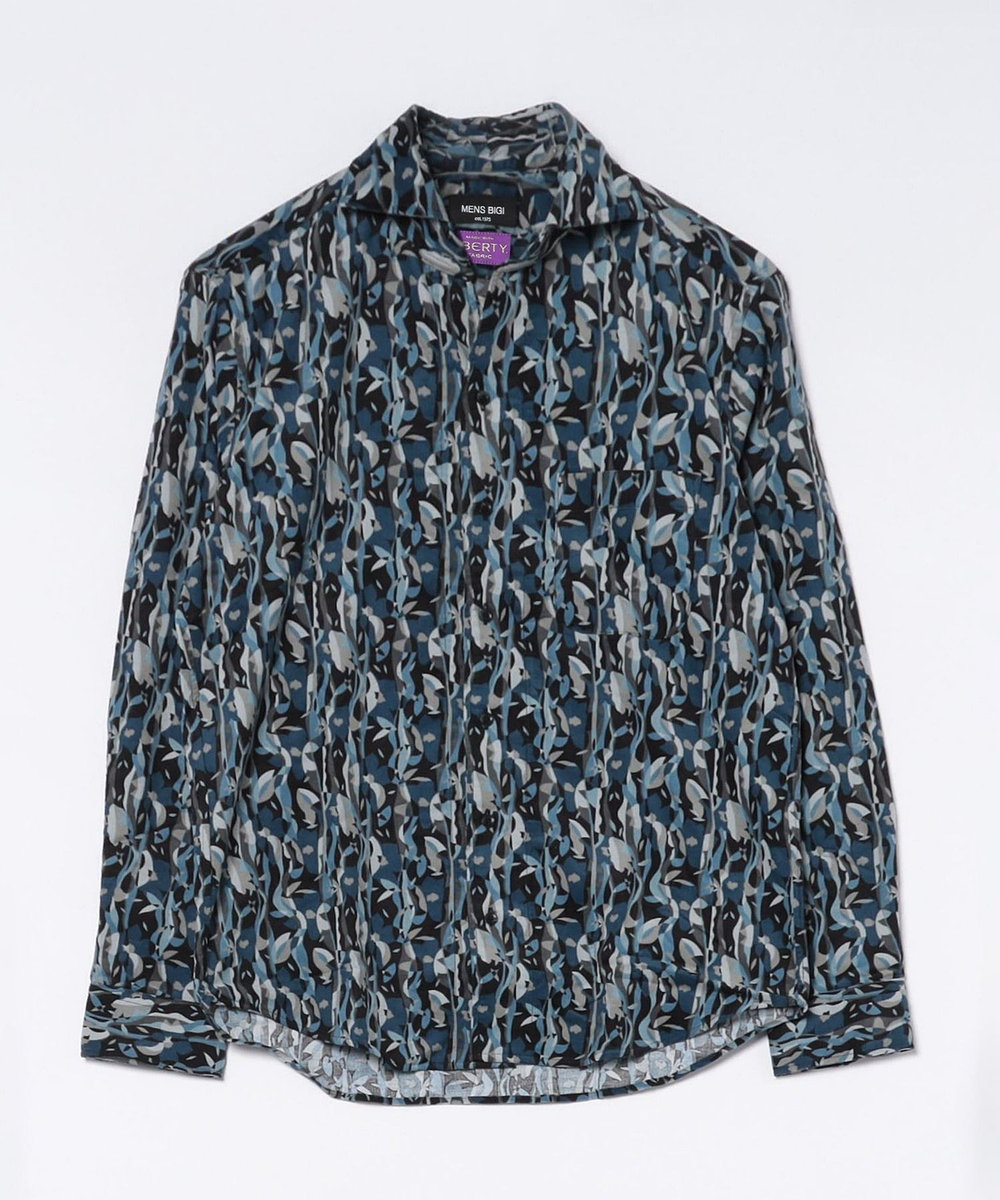 MEN'S BIGI Liberty コーデュロイフラワープリントシャツ ブルー