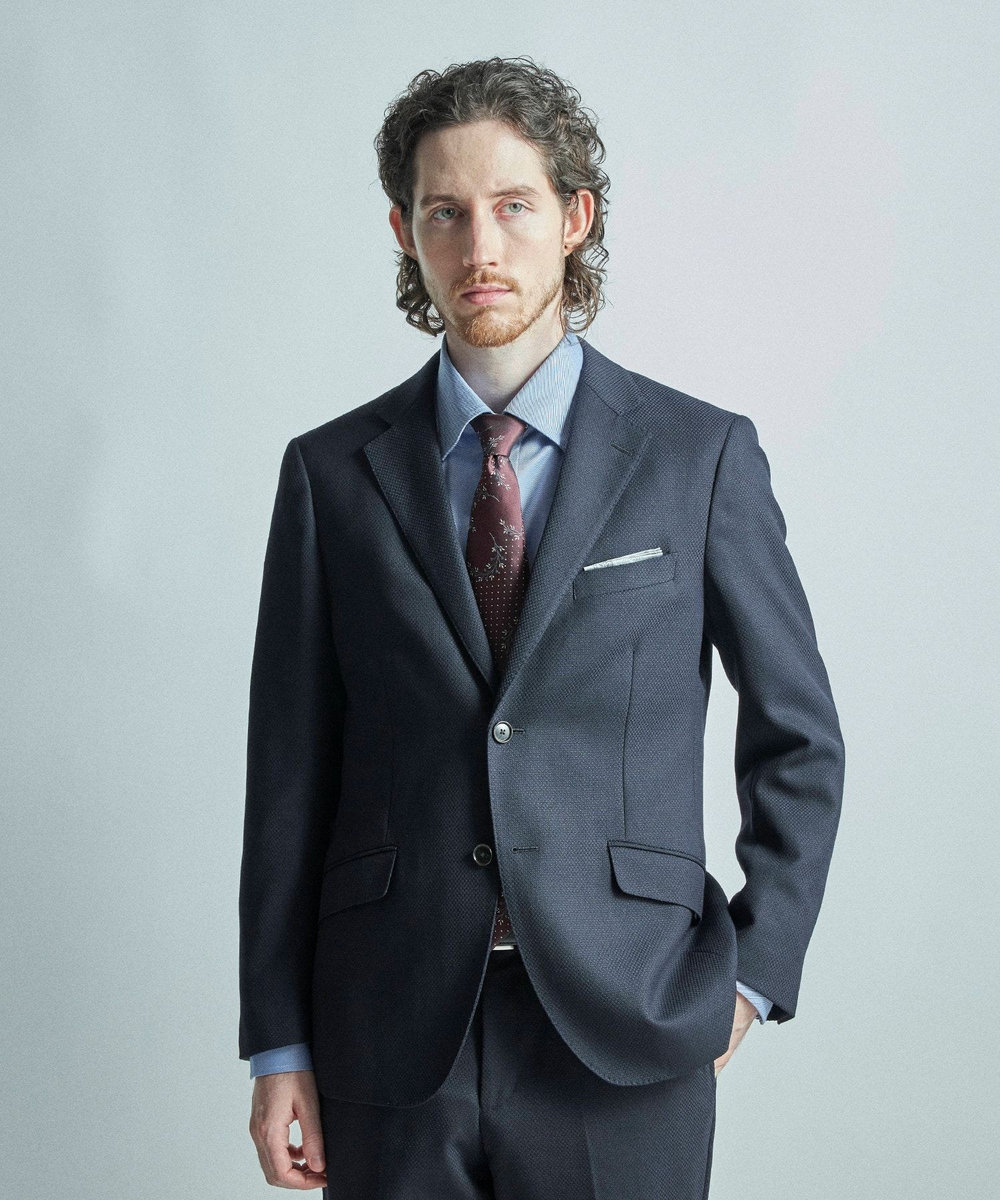 MEN'S BIGI ミックスヤーン/ホップサックテーラードジャケット ダークネイビー