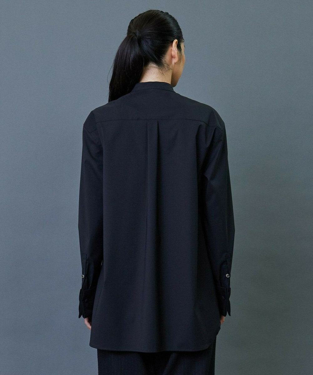 L'EQUIPE COUTURIER Super120's テクノストレッチコード刺繍シャツ ブラック