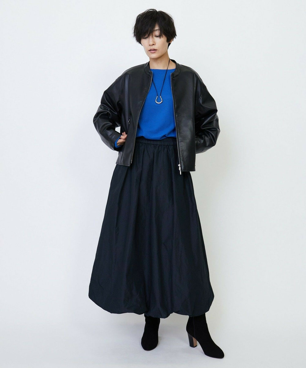 feerique feerique フェイクレザーストレッチブルゾン ブラック
