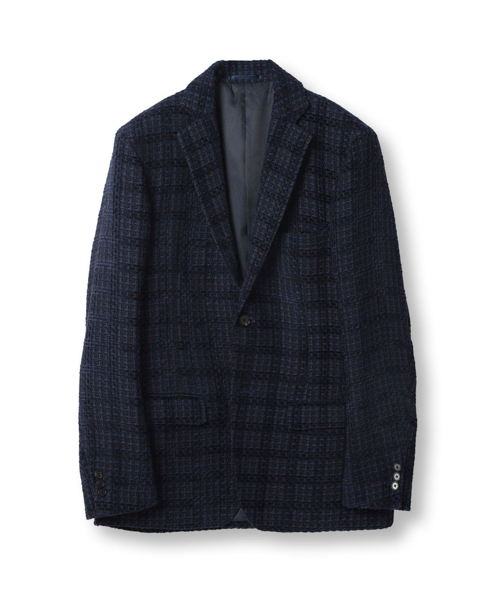 MEN'S BIGI 3Dツイードドビーチェックジャケット ネイビー