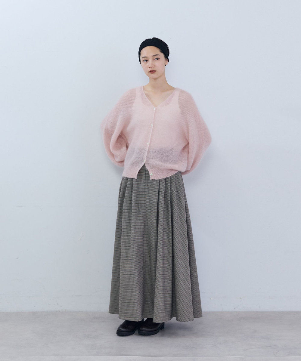 ADIEU TRISTESSE キッドモヘア片畦ニットカーディガン ピンク