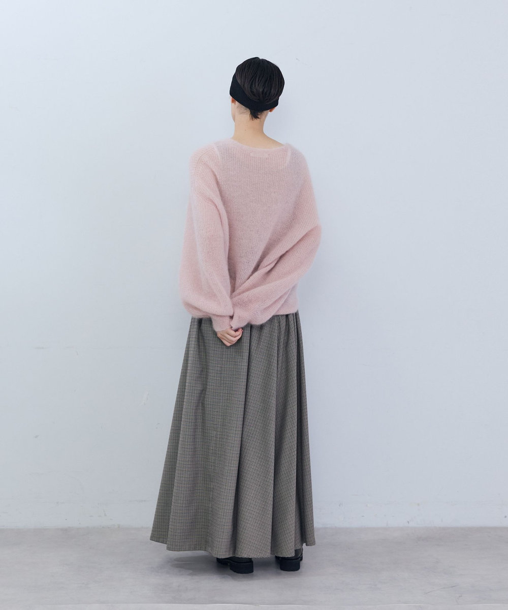 ADIEU TRISTESSE キッドモヘア片畦ニットカーディガン ピンク