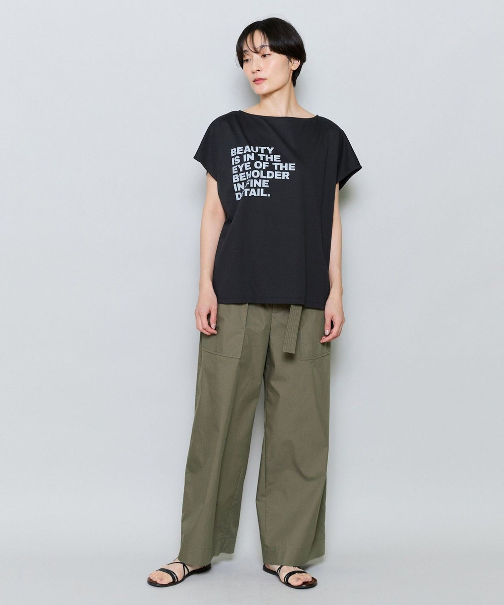 MOGA ハイゲージ天竺ロゴプリントTシャツ チャコールグレー