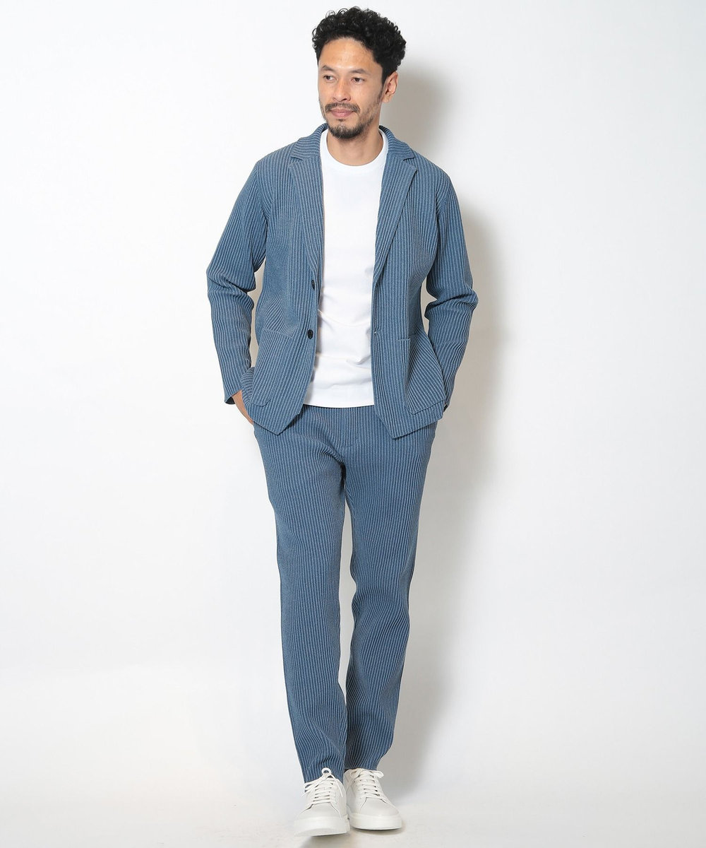 MEN'S BIGI たて畝ニットイージーパンツ ブルー