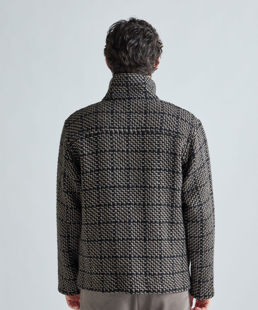 MEN'S BIGI 《John Braniganコラボ》スタンドカラーニットブルゾン ブラウン