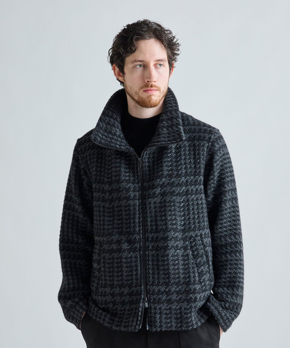 MEN'S BIGI 《John Braniganコラボ》スタンドカラーニットブルゾン ブラック