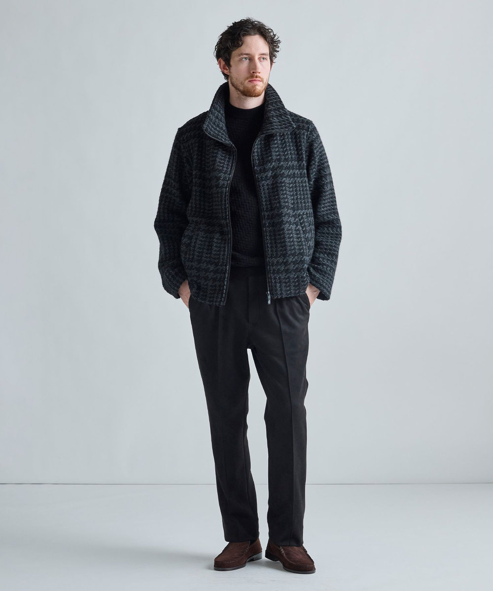 MEN'S BIGI 《John Braniganコラボ》スタンドカラーニットブルゾン ブラック