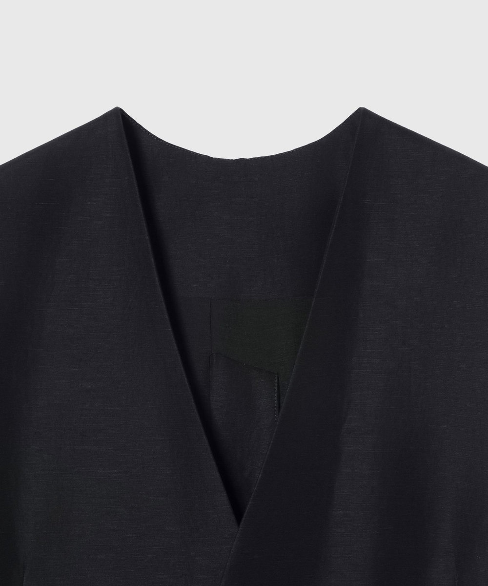 DÉPAREILLÉ TRIACETATE LINEN GILET / トリアセテートリネンジレ ネイビー