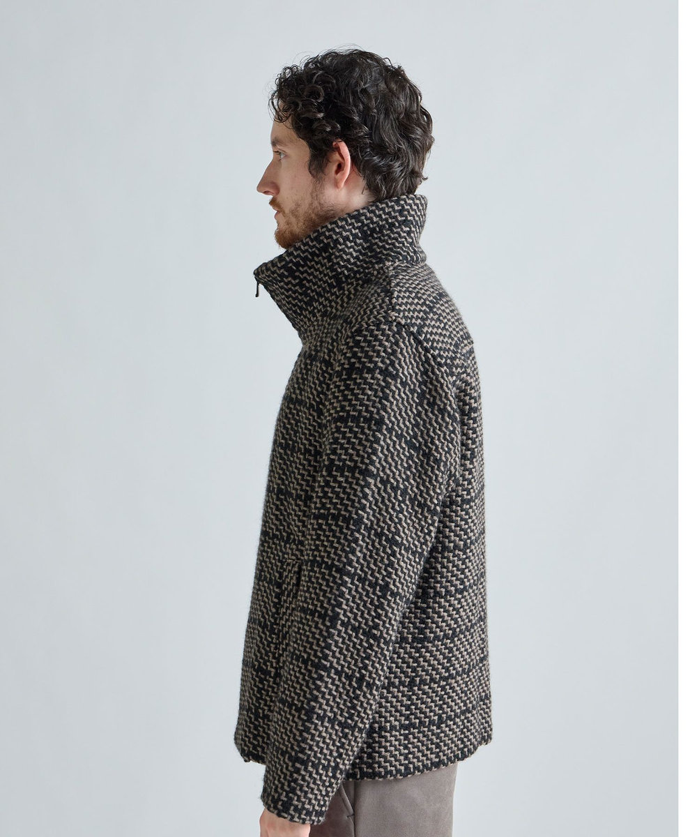 MEN'S BIGI 《John Braniganコラボ》スタンドカラーニットブルゾン ブラウン