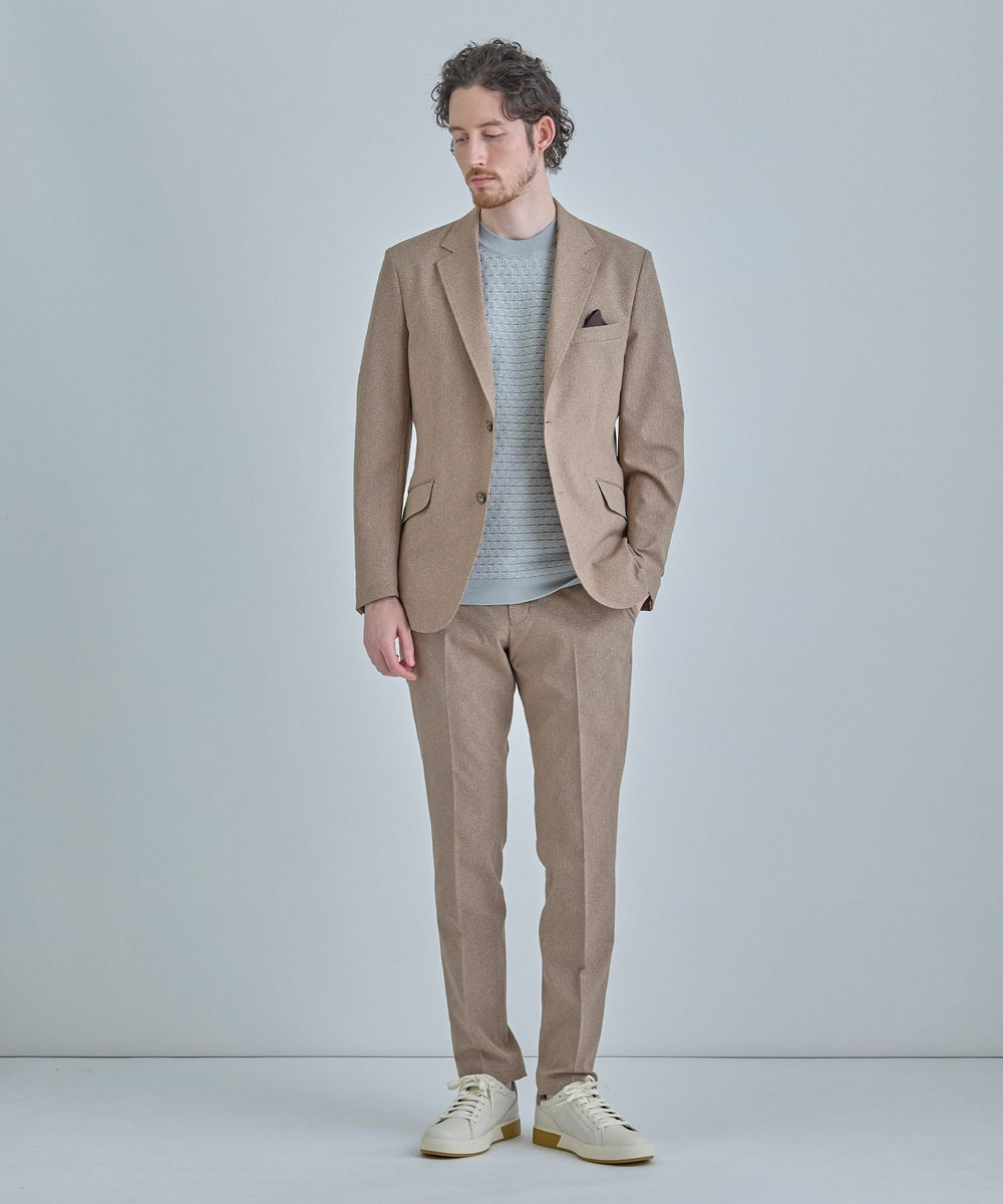 MEN'S BIGI 【ACTIVE TAILOR】ブリスターニットジャカードＴシャツ＜通気性/速乾性＞ グレー