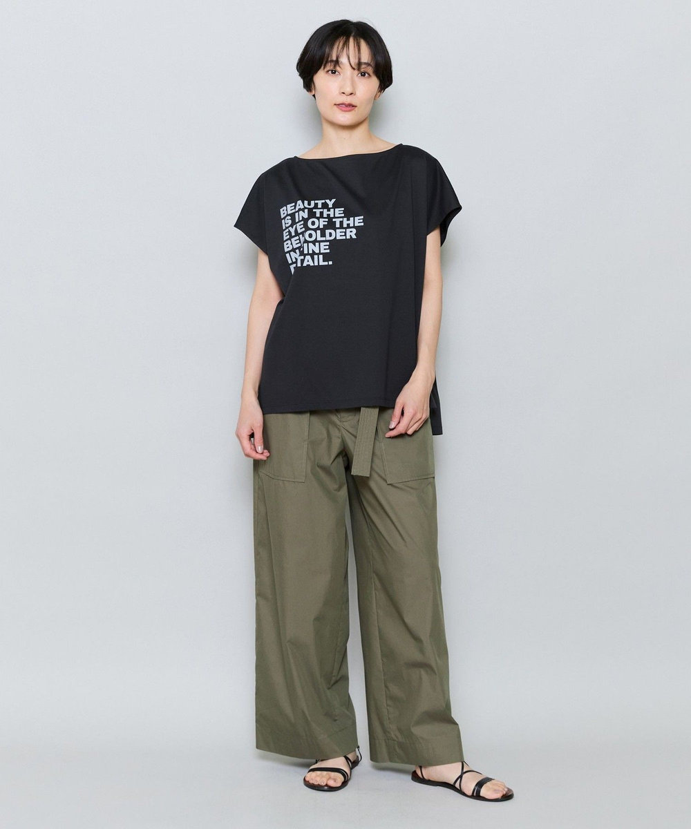 MOGA ハイゲージ天竺ロゴプリントTシャツ チャコールグレー