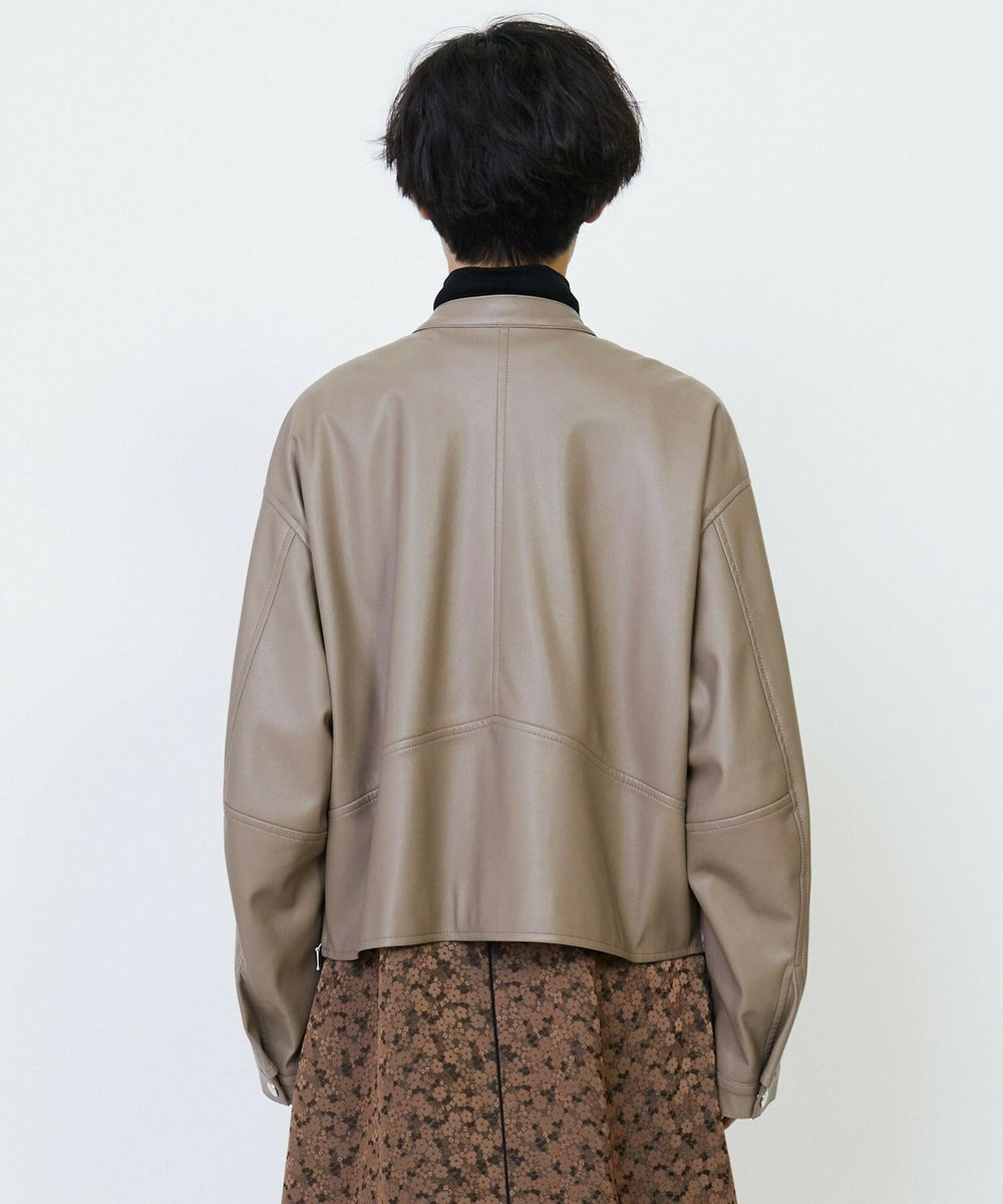 feerique feerique フェイクレザーストレッチブルゾン モカ
