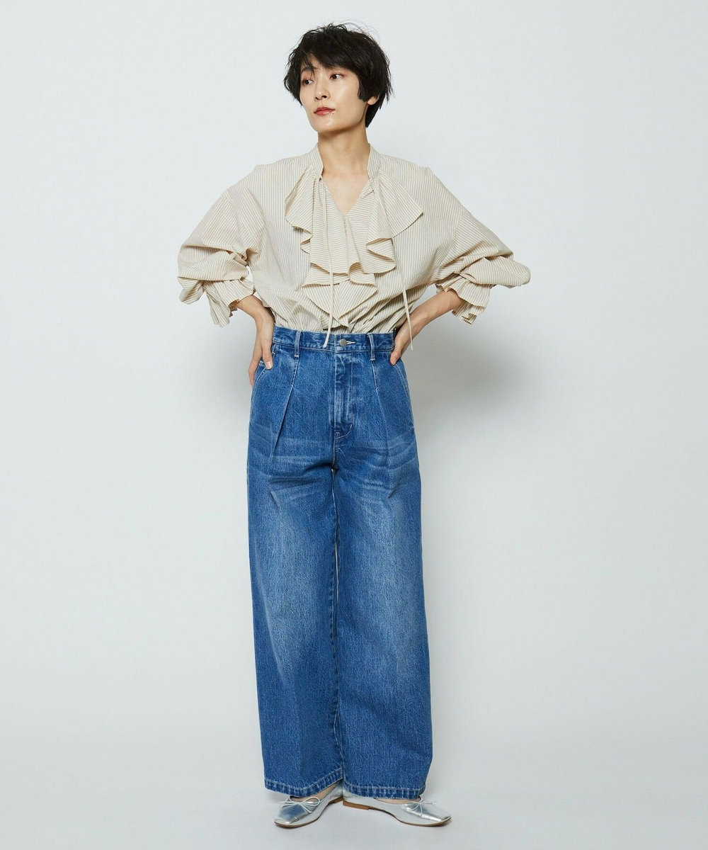 feerique feerique ヴィンテージライクワイドデニムパンツ ブルー