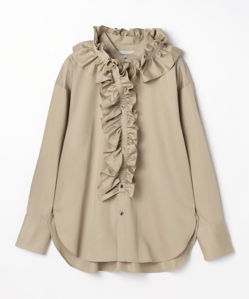 DÉPAREILLÉ COTTON RUFFLE BOW SHIRT / コットンラッフルボウシャツ ベージュ