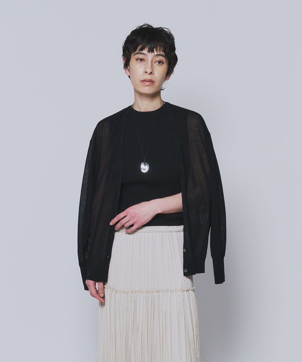 1er Arrondissement コットンナイロンシアーカーディガン ブラック