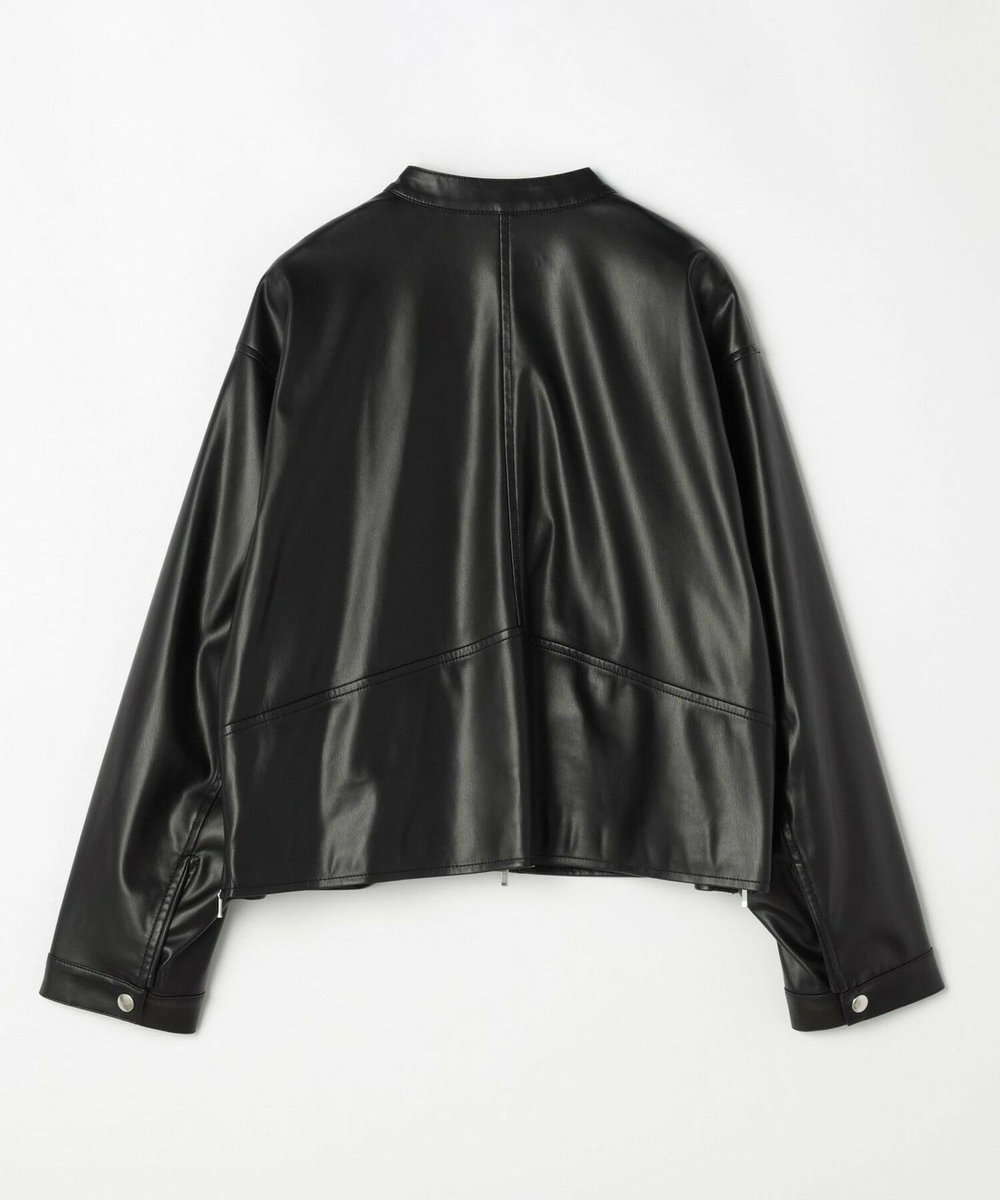 feerique feerique フェイクレザーストレッチブルゾン ブラック