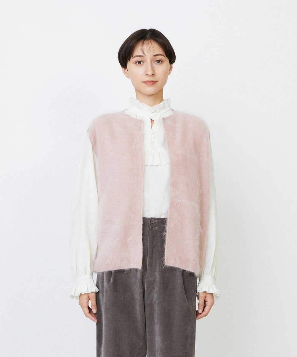 LOISIR カシミヤファー加工ベスト ピンク