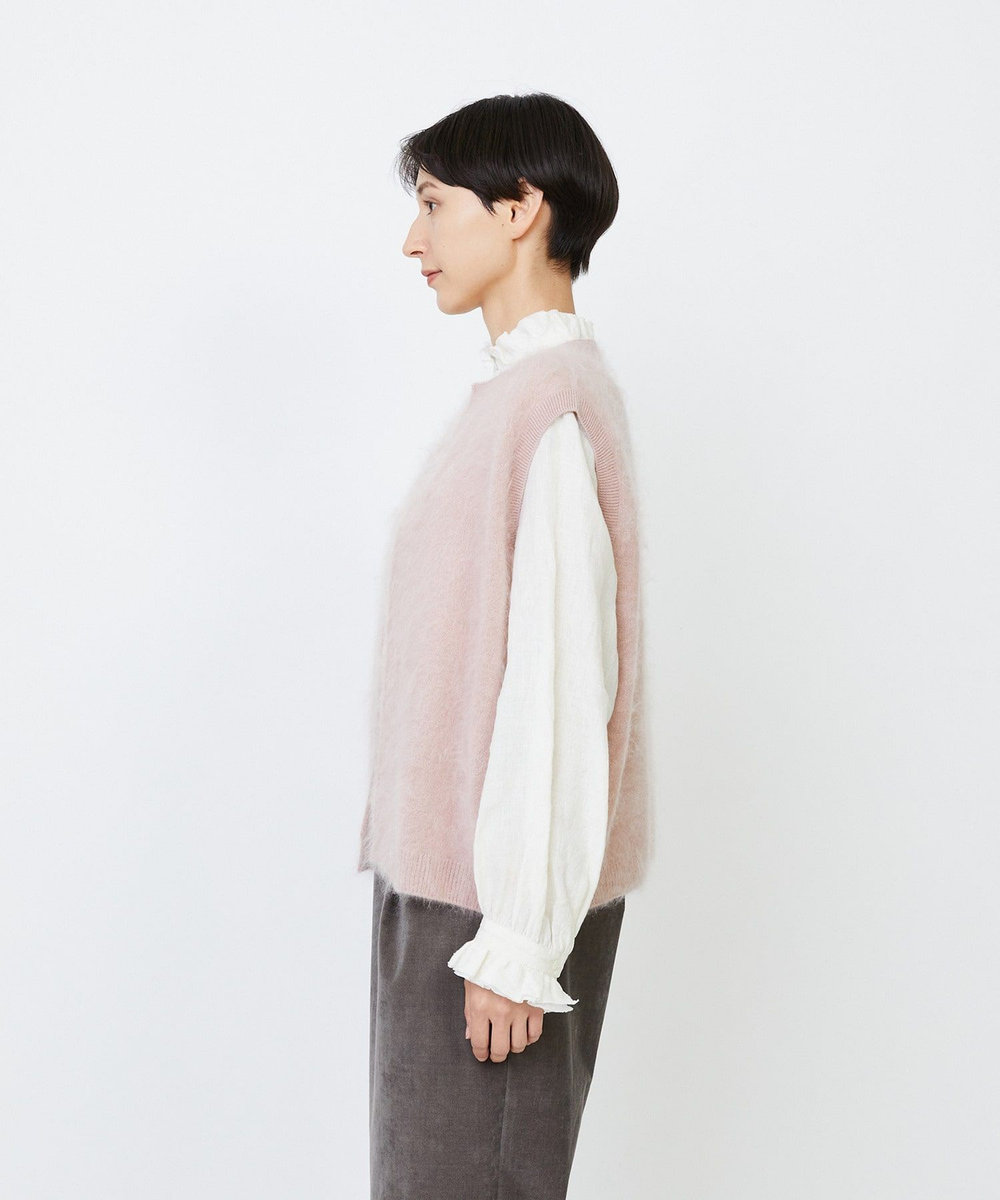 LOISIR カシミヤファー加工ベスト ピンク