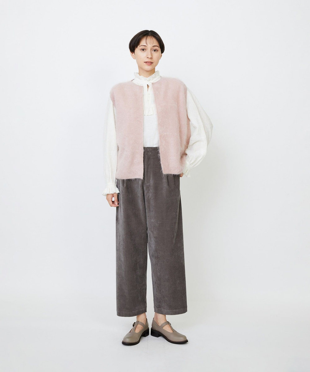LOISIR カシミヤファー加工ベスト ピンク