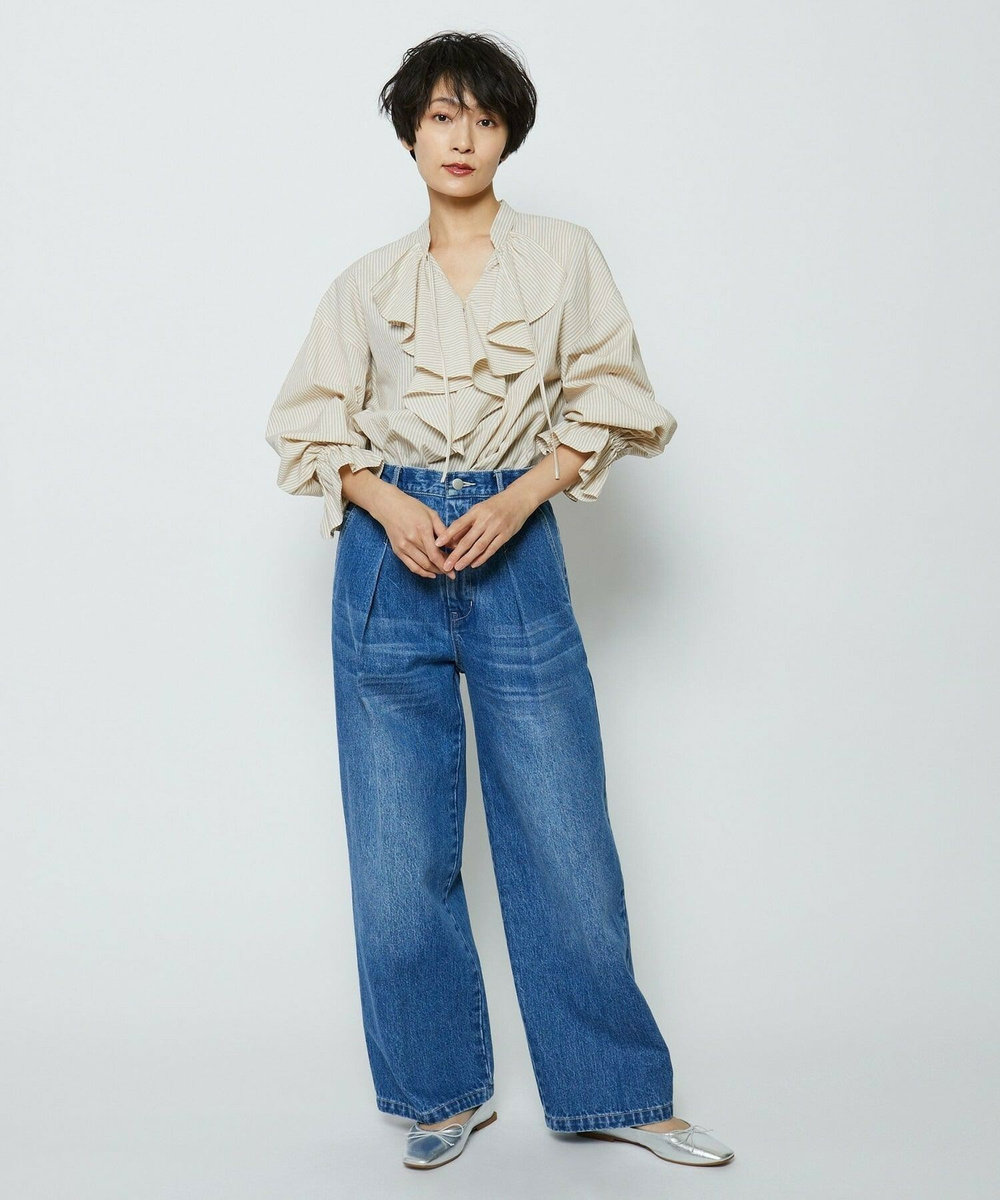feerique feerique ヴィンテージライクワイドデニムパンツ ブルー
