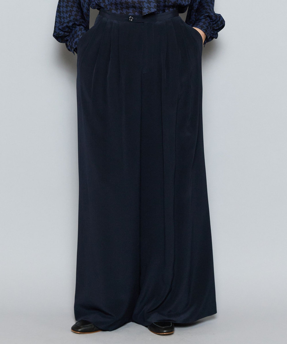 L'EQUIPE COUTURIER シルクデシンパンツ ダークネイビー