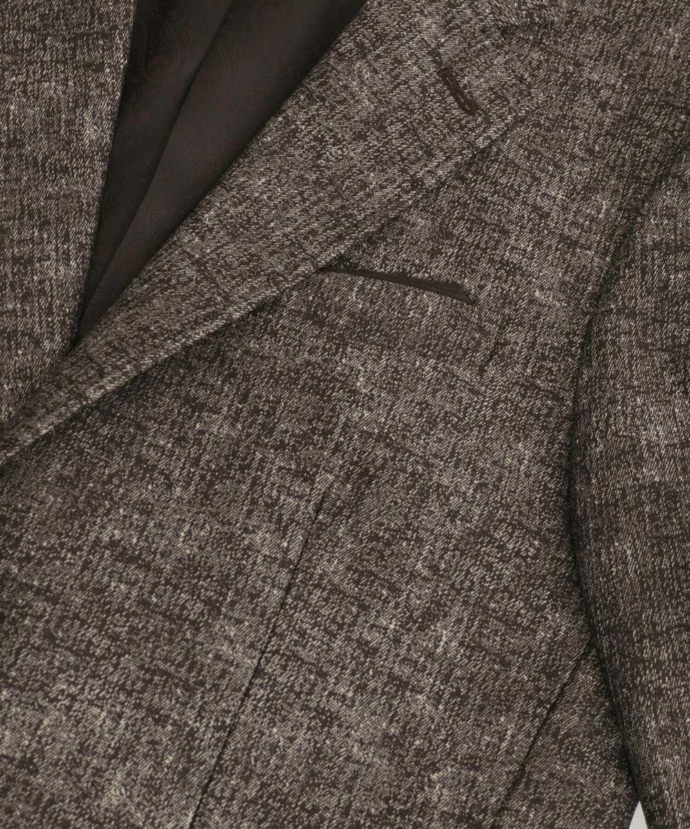 MEN'S BIGI 【ACTIVE TAILOR/アクティブテイラー】ヒートパフォーマーツイード調プリントジャケット ブラウン