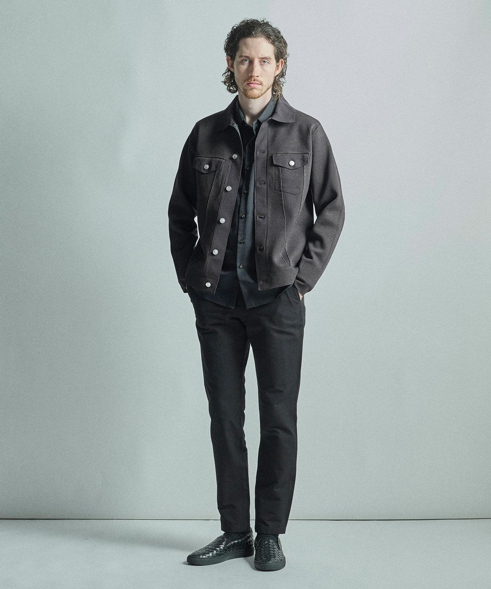 MEN'S BIGI デニムジャケット風ミラノリブニットアウター ブラウン系その他