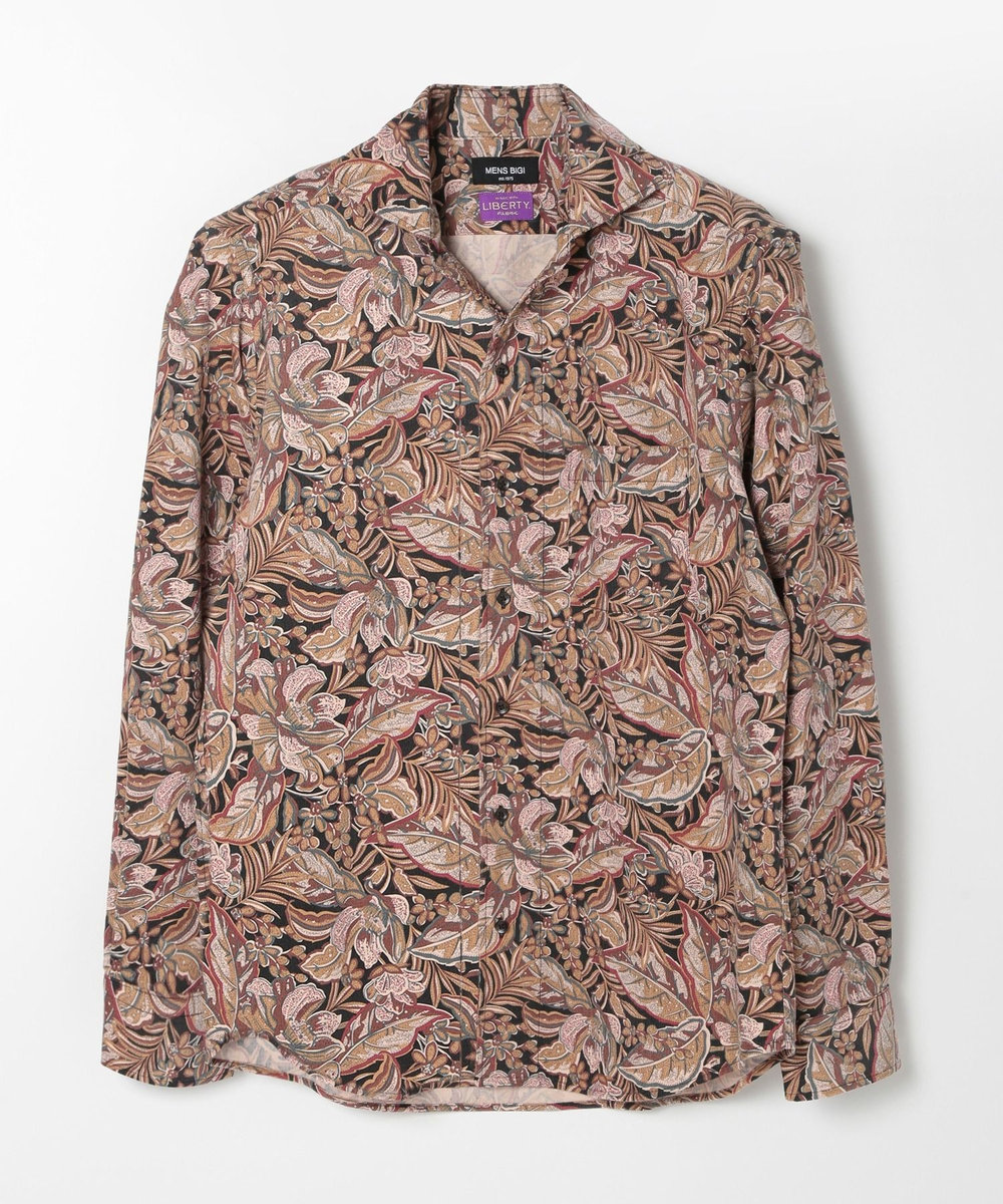MEN'S BIGI Liberty コーデュロイフラワープリントシャツ ボルドー