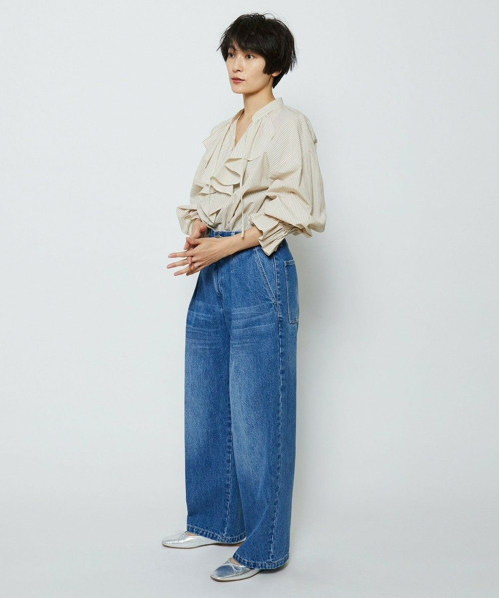 feerique feerique ヴィンテージライクワイドデニムパンツ ブルー