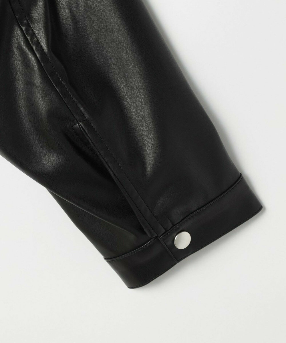 feerique feerique フェイクレザーストレッチブルゾン ブラック
