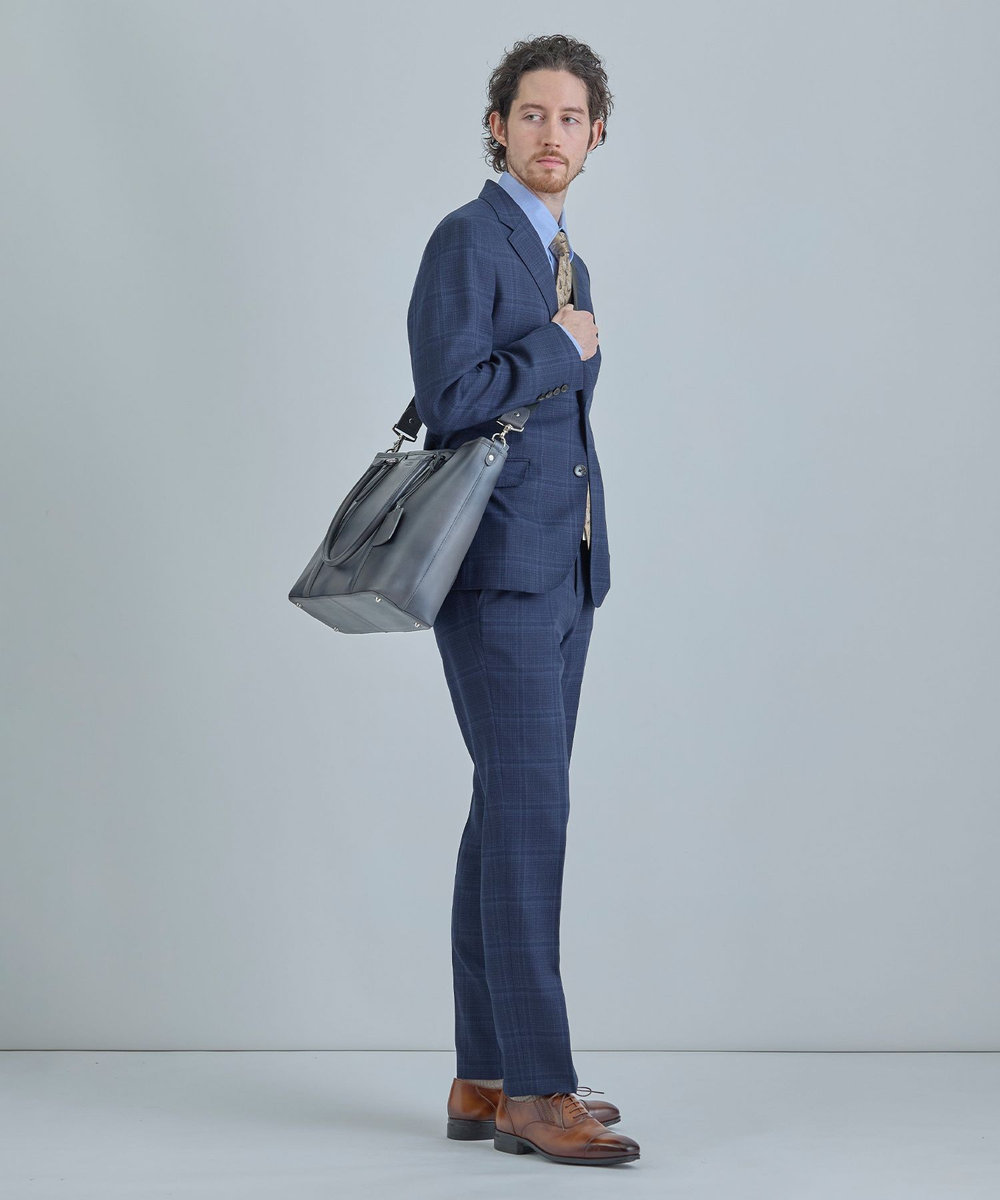 MEN'S BIGI 【SEEKER/シーカー】別注 ムラレザー2wayトート&ショルダーバッグ グレー