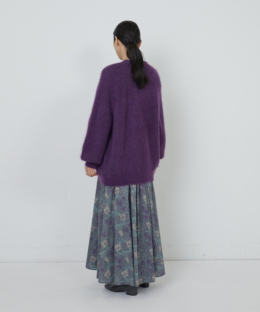 ADIEU TRISTESSE モヘヤラム起毛畦カーディガン パープル