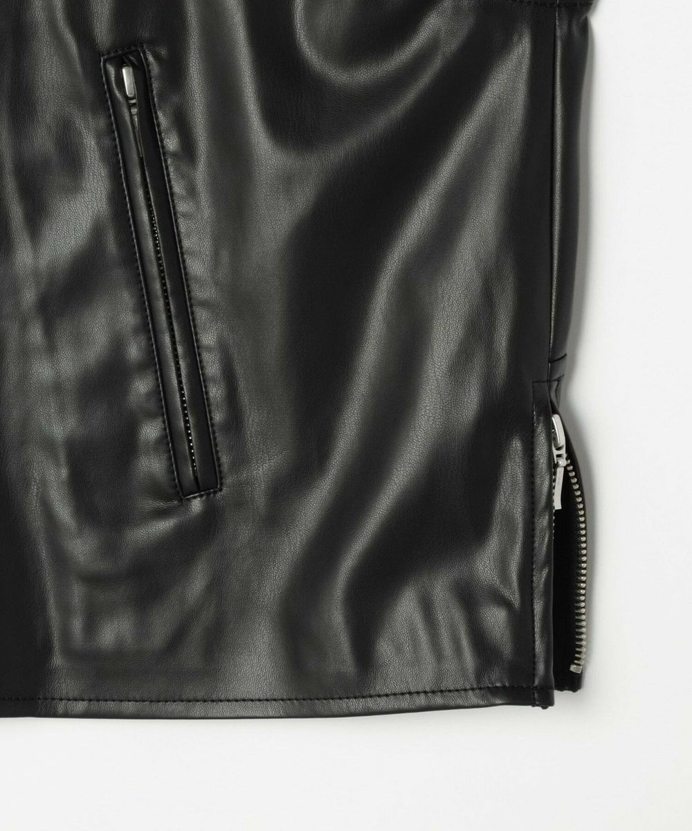 feerique feerique フェイクレザーストレッチブルゾン ブラック