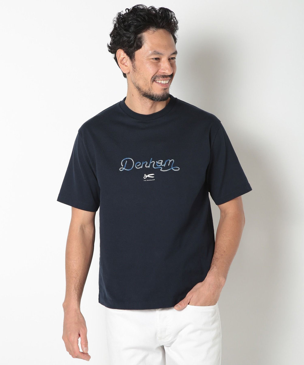 MEN'S BIGI 【DENHAM/デンハム】別注グラデーションロゴ刺繍Tシャツ ネイビー