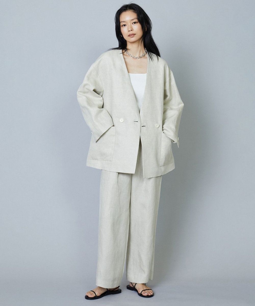 1er Arrondissement レーヨンリネンツイルワイドパンツ ベージュ