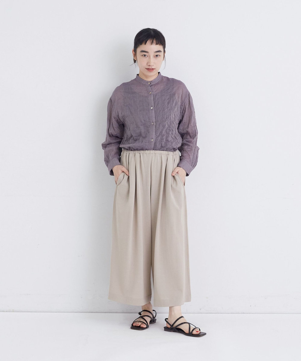 congés payés ADIEU TRISTESSE 【FAVE】ジャージーギャザーワイドパンツ グレイッシュベージュ