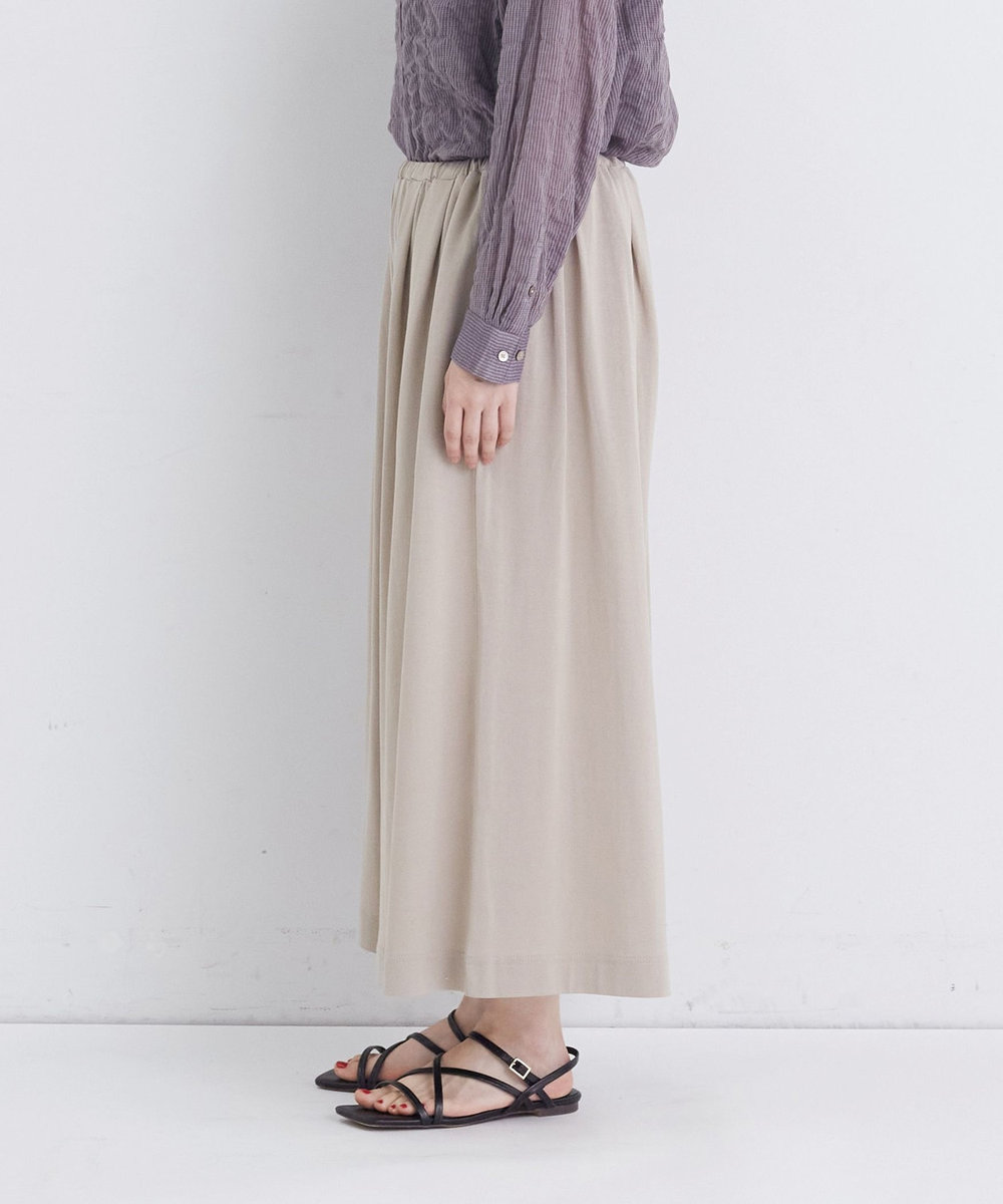 congés payés ADIEU TRISTESSE 【FAVE】ジャージーギャザーワイドパンツ グレイッシュベージュ