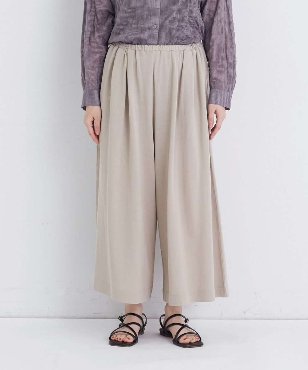 congés payés ADIEU TRISTESSE 【FAVE】ジャージーギャザーワイドパンツ グレイッシュベージュ