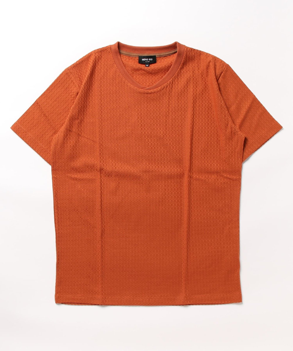 MEN'S BIGI リンクスジャカード半袖カットソー オレンジ