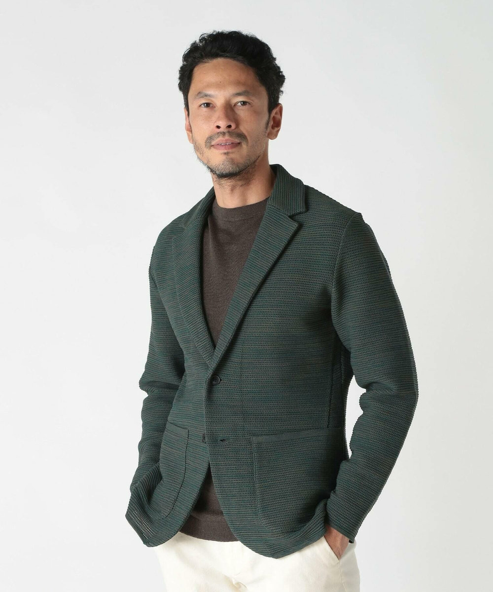 MEN'S BIGI 3色撚りニットジャケット グリーン
