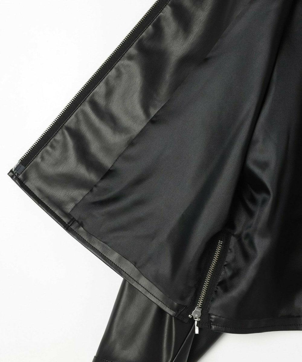 feerique feerique フェイクレザーストレッチブルゾン ブラック