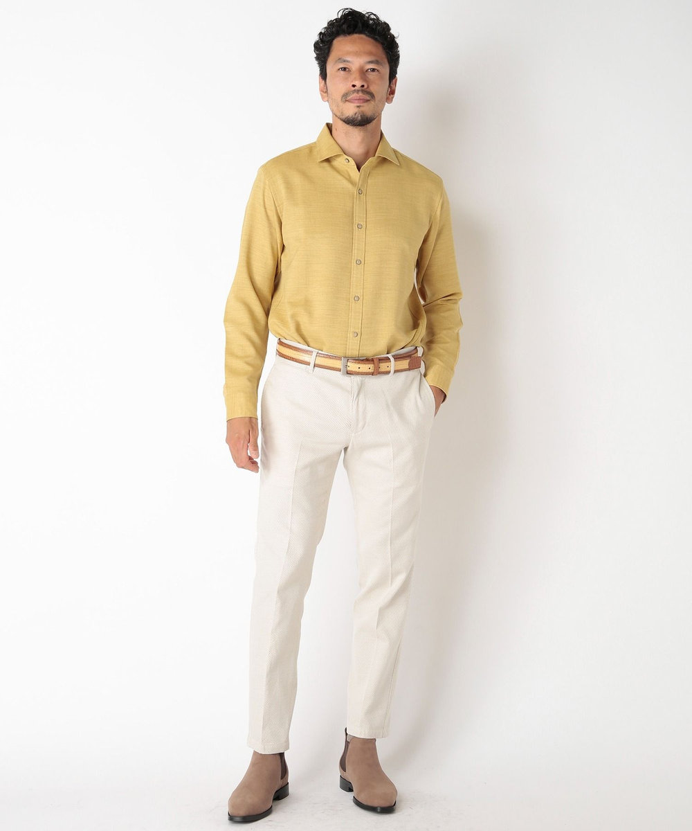 MEN'S BIGI コットン3本合糸ツイル裏起毛スラックス オフホワイト