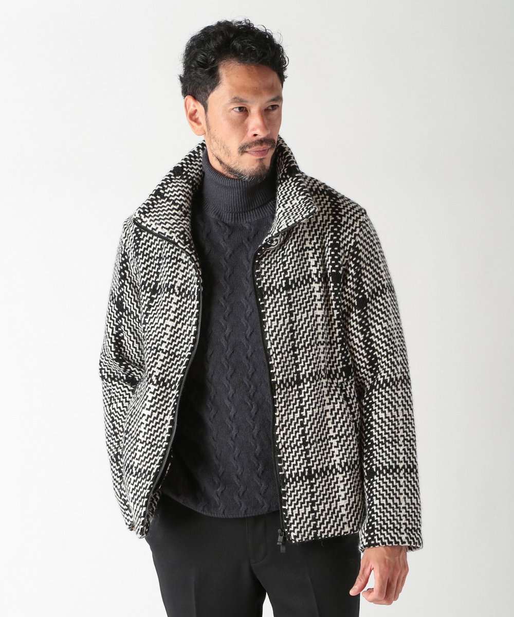 MEN'S BIGI 5ゲージスノー加工ケーブルタートルネックセーター ブラック