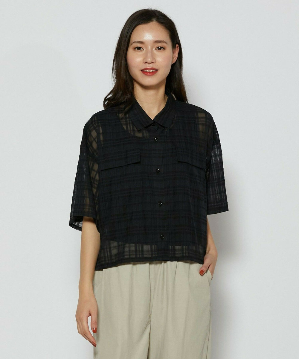 L'EQUIPE シアーチェックシャツ ブラック