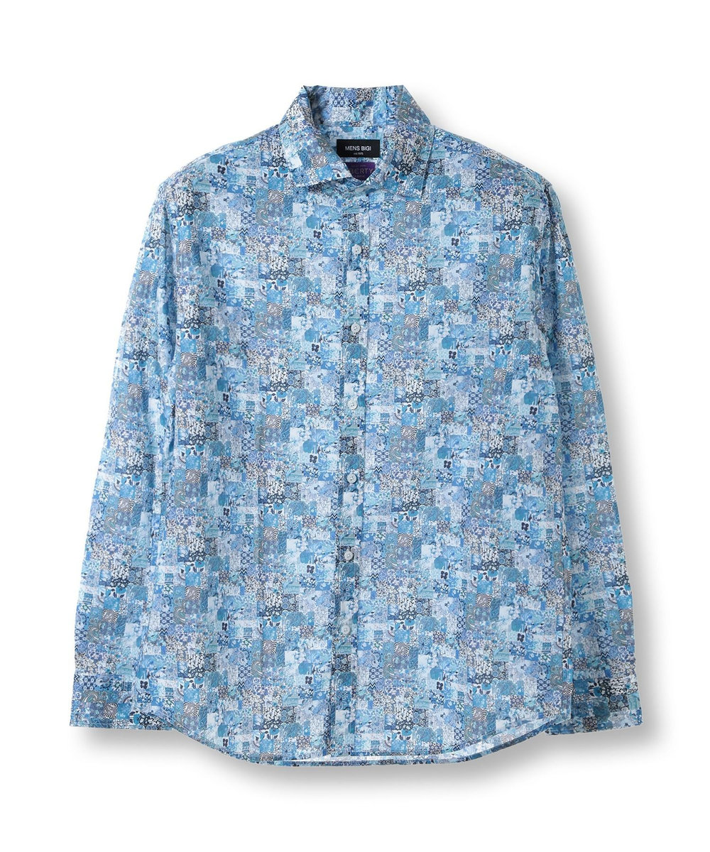 MEN'S BIGI 【LIBERTY/リバティー】リトールドプリントシャツ ブルー系その他