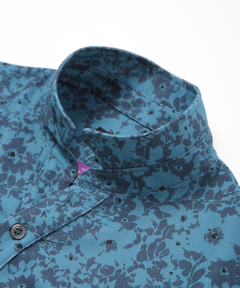 MEN'S BIGI 【LIBERTY】吸水速乾アーカイブ花柄ポロシャツ ネイビー