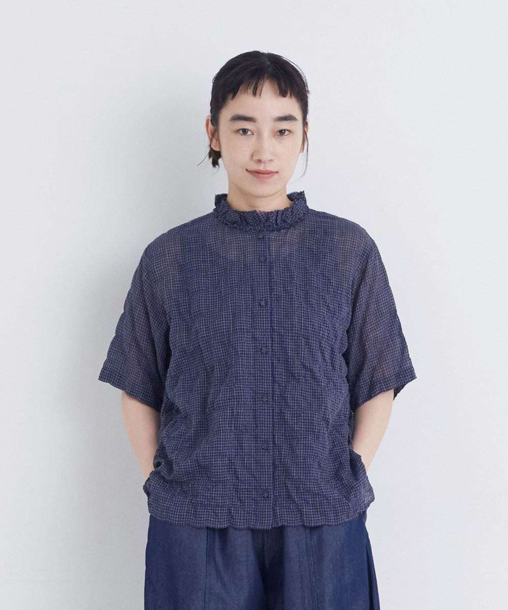congés payés ADIEU TRISTESSE 【FAVE】シャーリングダブルフリルカラーブラウス パープル系その他