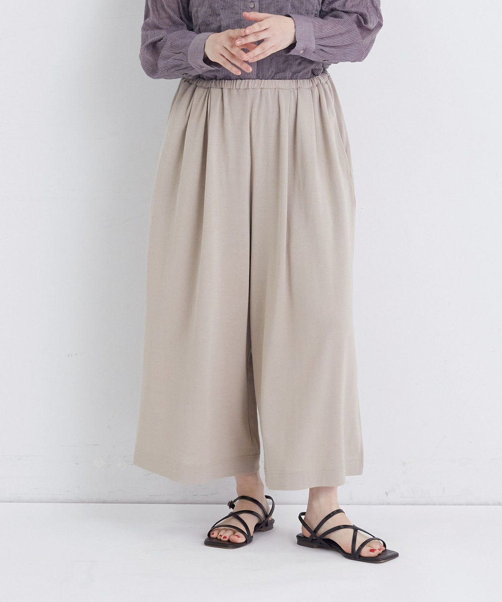 congés payés ADIEU TRISTESSE 【FAVE】ジャージーギャザーワイドパンツ グレイッシュベージュ